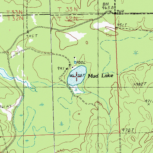 Topographic Map of Mud Lake, MI