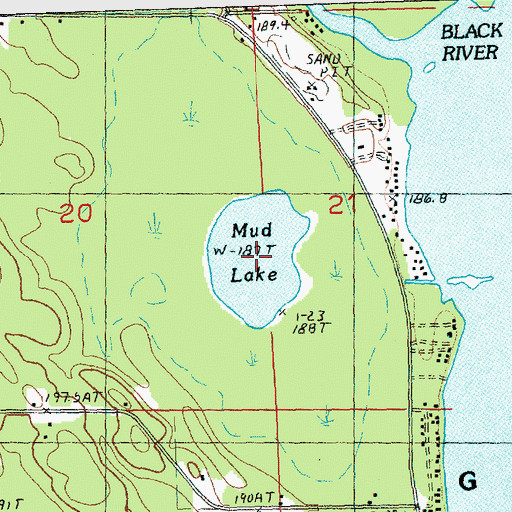 Topographic Map of Mud Lake, MI