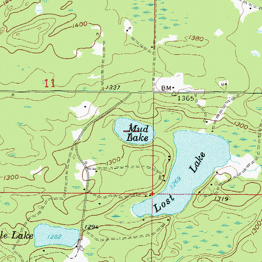 Topographic Map of Mud Lake, MI