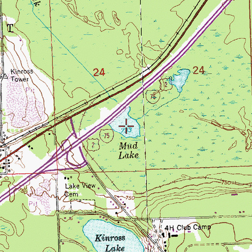 Topographic Map of Mud Lake, MI