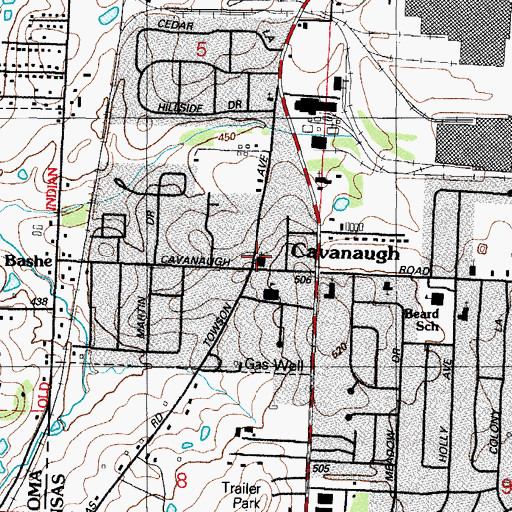 Topographic Map of Cavanaugh Baptist Church, AR