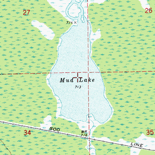 Topographic Map of Mud Lake, MI