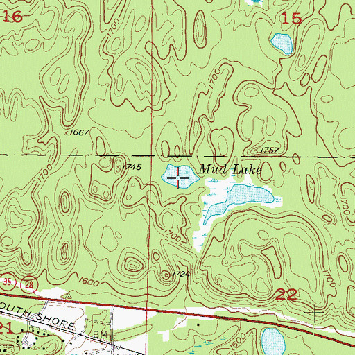 Topographic Map of Mud Lake, MI