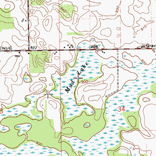 Topographic Map of Mud Lake, MI