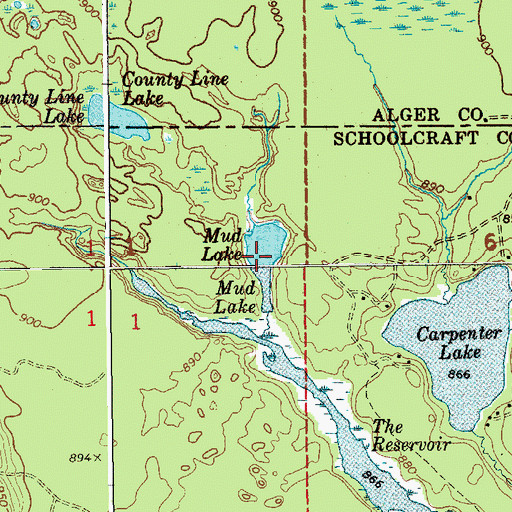 Topographic Map of Mud Lake, MI