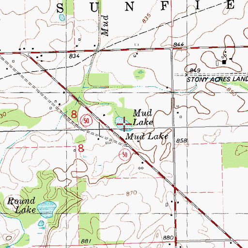 Topographic Map of Mud Lake, MI