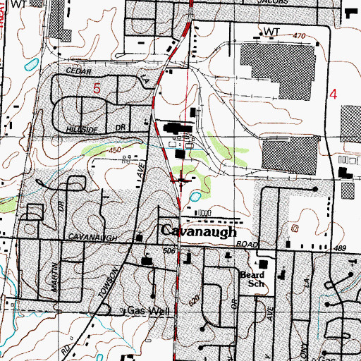 Topographic Map of Cavanaugh United Methodist Church, AR