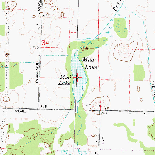 Topographic Map of Mud Lake, MI