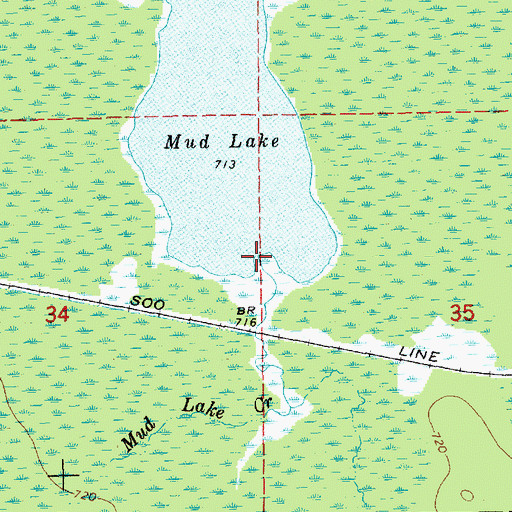Topographic Map of Mud Lake Creek, MI
