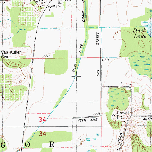 Topographic Map of Mud Lake Drain, MI