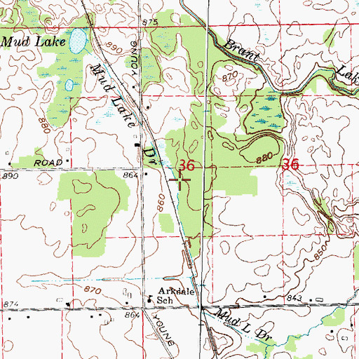 Topographic Map of Mud Lake Drain, MI