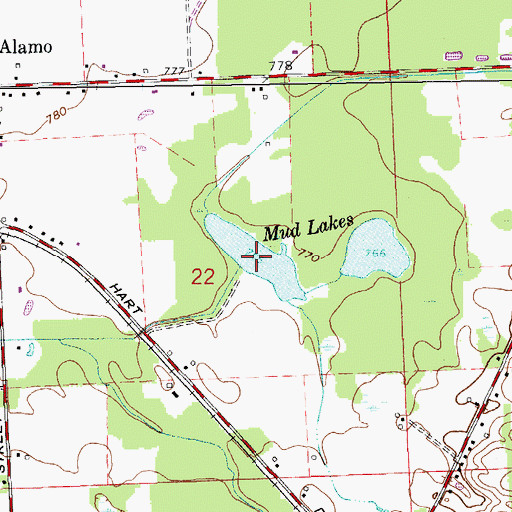 Topographic Map of Mud Lakes, MI