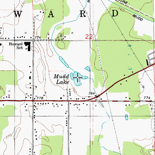 Topographic Map of Mudd Lake, MI