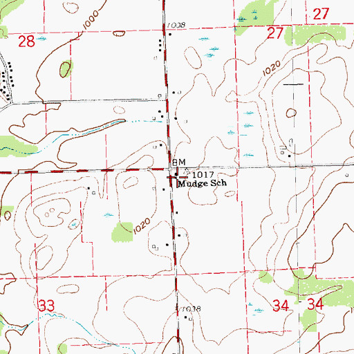Topographic Map of Mudge School, MI