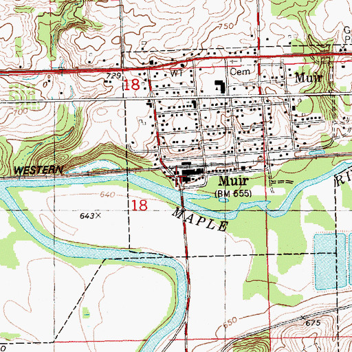 Topographic Map of Muir, MI