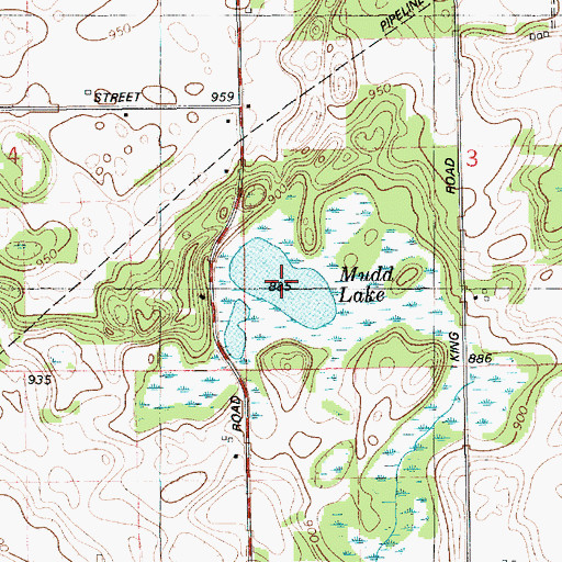 Topographic Map of Muld Lake, MI
