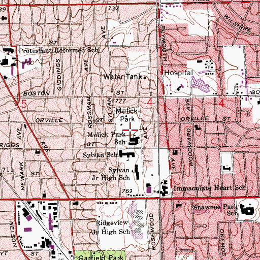 Topographic Map of Mulick Park, MI