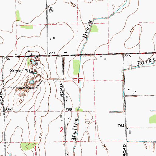 Topographic Map of Mullen Drain, MI