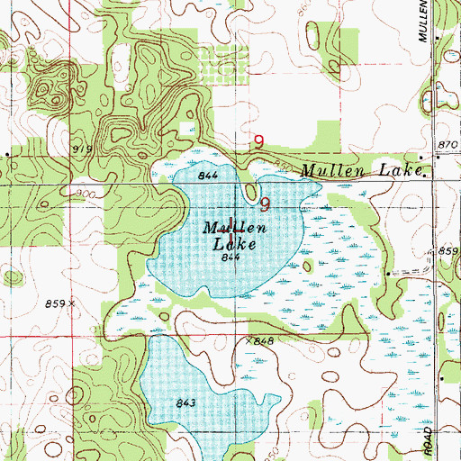 Topographic Map of Mullen Lake, MI