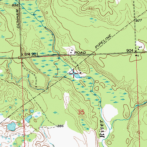Topographic Map of Muma Creek, MI