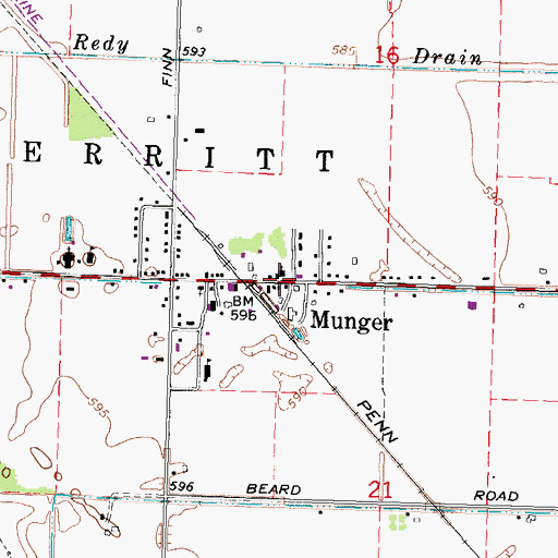 Topographic Map of Munger, MI
