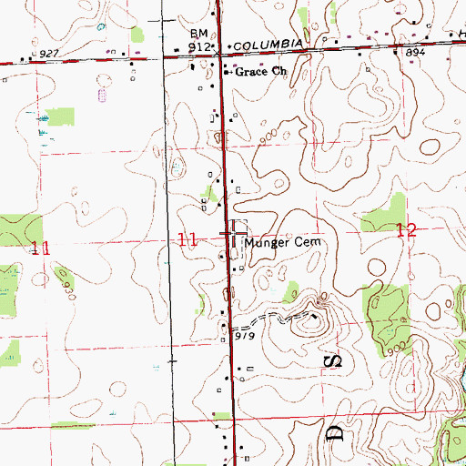 Topographic Map of Munger Cemetery, MI