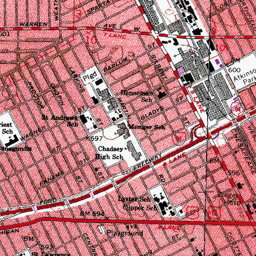 Topographic Map of Munger School, MI