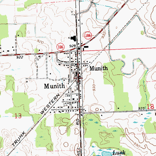 Topographic Map of Munith, MI