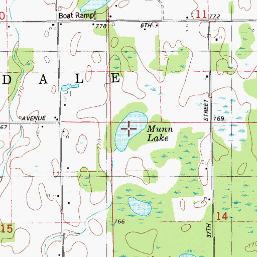 Topographic Map of Munn Lake, MI