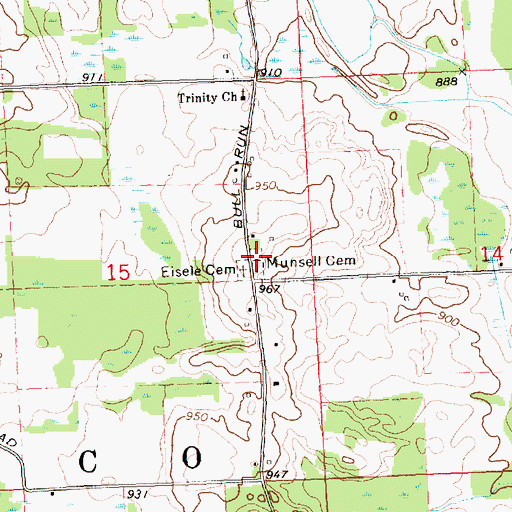 Topographic Map of Munsell Cemetery, MI