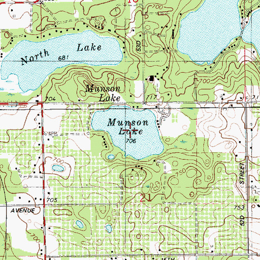 Topographic Map of Munson Lake, MI