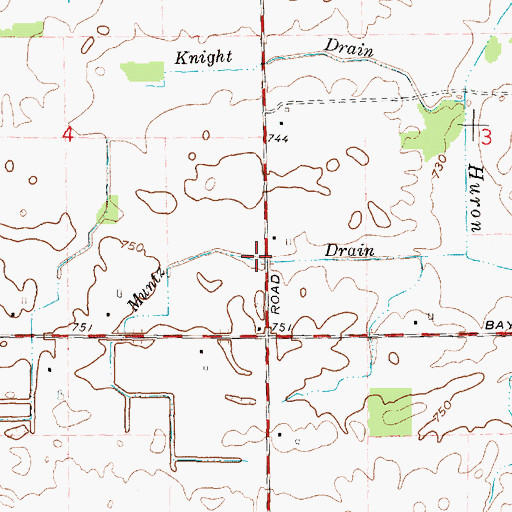 Topographic Map of Muntz Drain, MI