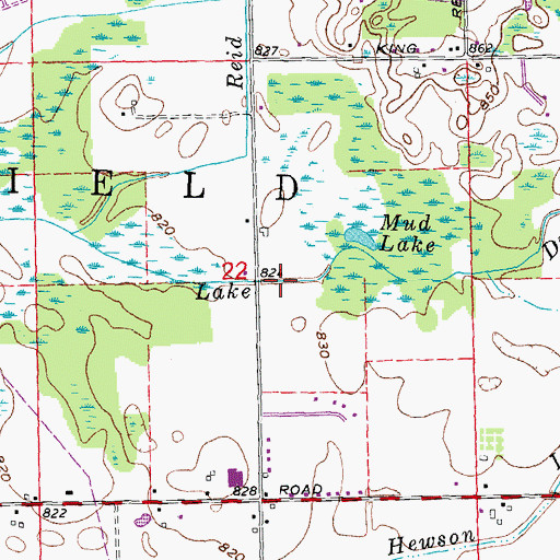 Topographic Map of Murlin Lake Drain, MI