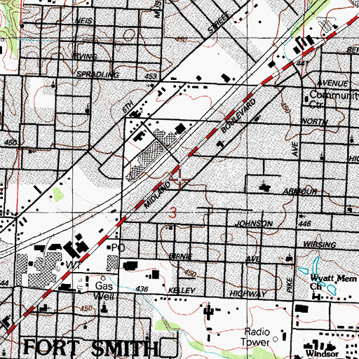 Topographic Map of Church of Christ, AR