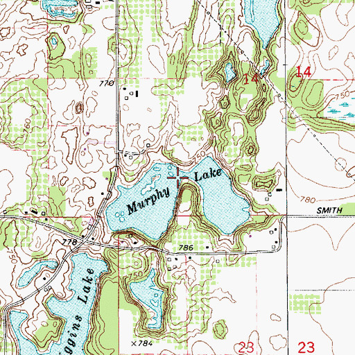 Topographic Map of Murphy Lake, MI
