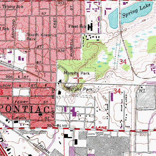 Topographic Map of Murphy Park, MI