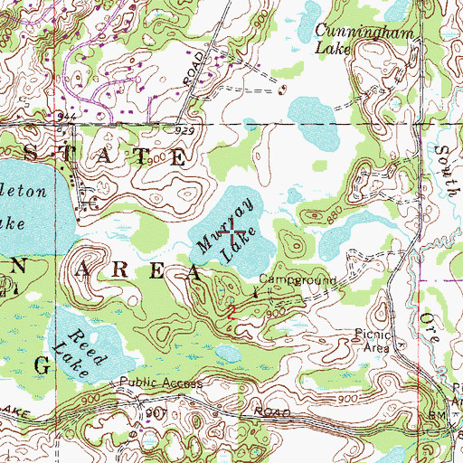 Topographic Map of Murray Lake, MI