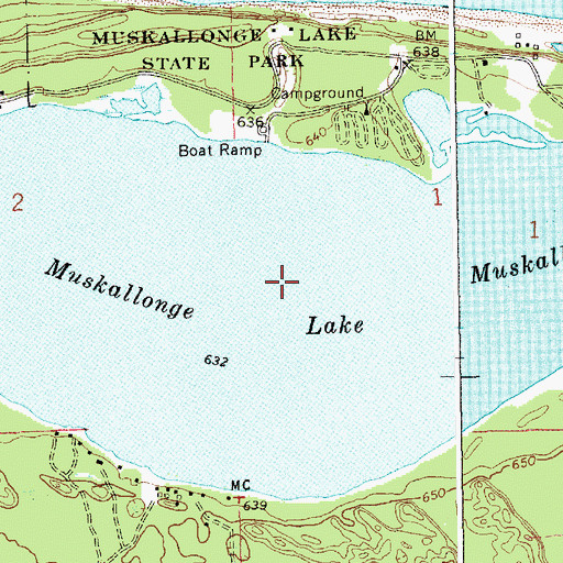 Topographic Map of Muskallonge Lake, MI
