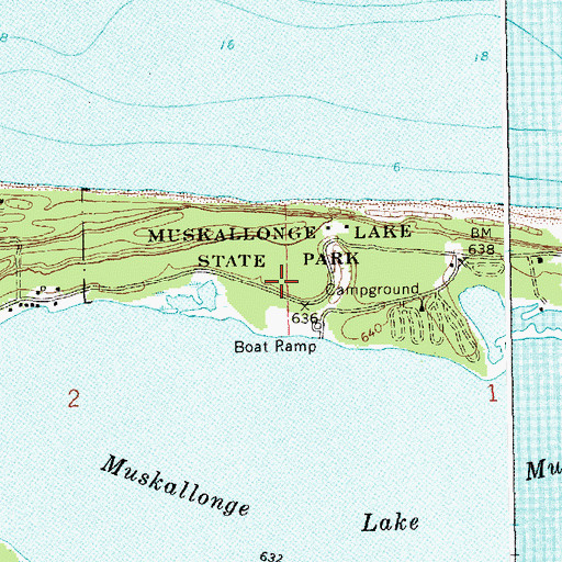 Topographic Map of Muskallonge Lake State Park, MI