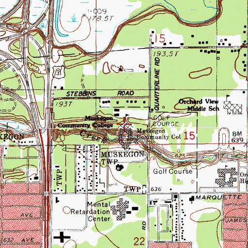 Topographic Map of Muskegon Community College, MI