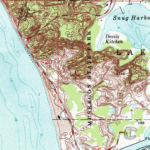 Topographic Map of Muskegon State Park, MI