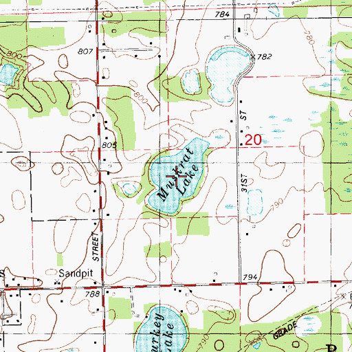 Topographic Map of Muskrat Lake, MI