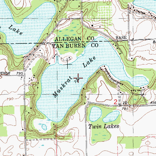 Topographic Map of Muskrat Lake, MI