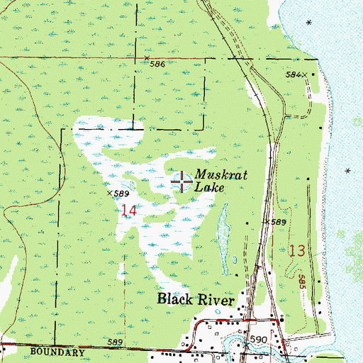 Topographic Map of Muskrat Lake, MI
