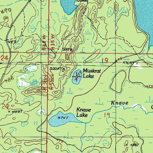 Topographic Map of Muskrat Lake, MI