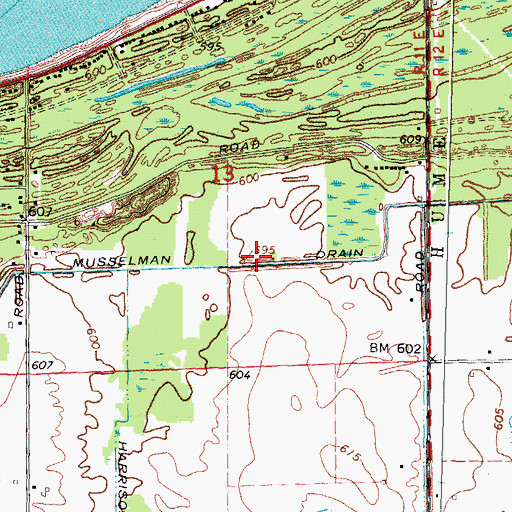 Topographic Map of Musselman Drain, MI