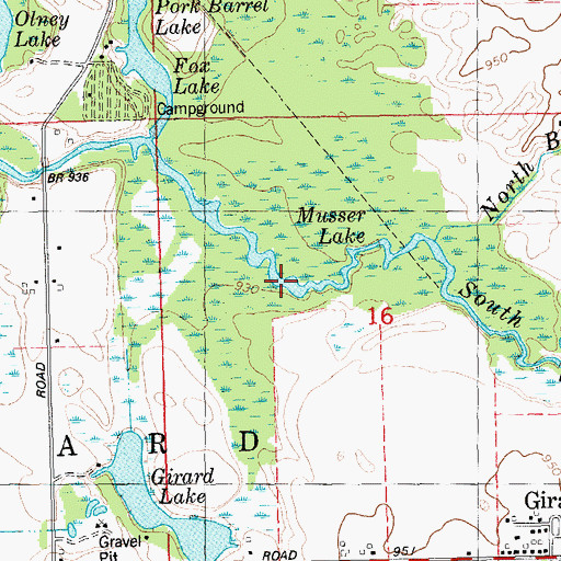Topographic Map of Musser Lake, MI