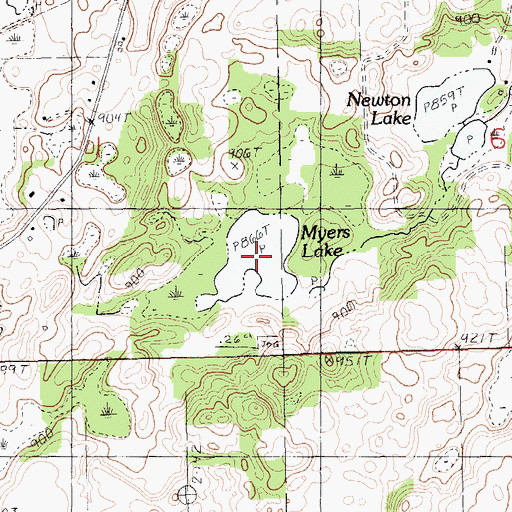 Topographic Map of Myers Lake, MI