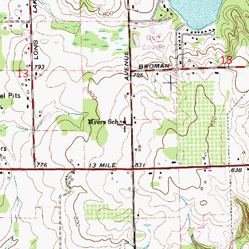 Topographic Map of Myers School, MI