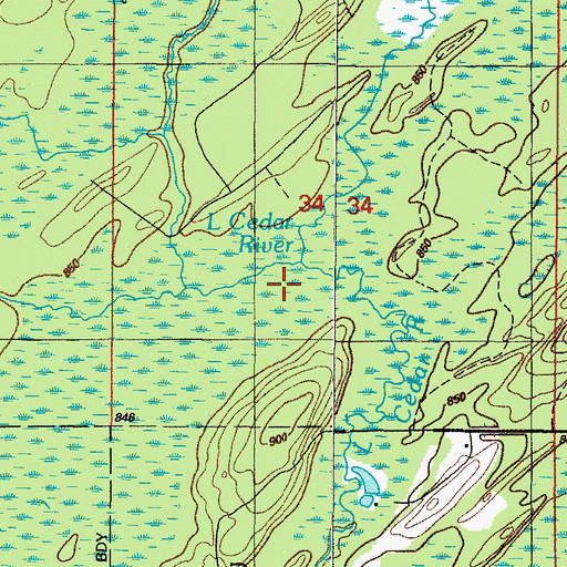 Topographic Map of Nadeau Creek, MI